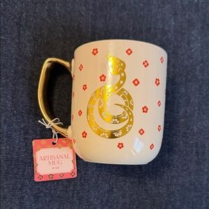 Artisanal Gold and Cream Snake Mug